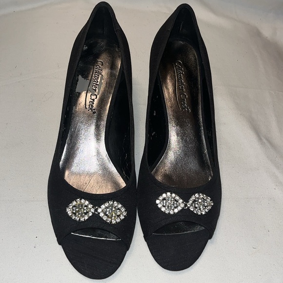 Cold water Creek Satin Hand Dyed Peep Toe Shoes 2” Heel size 8.5M - Picture 2 of 9